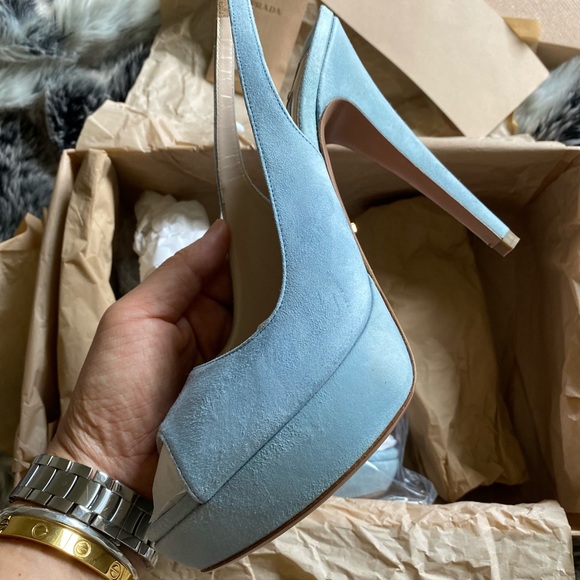 New Prada Peep toe Slingback Heels 8.5 - Picture 1 of 6